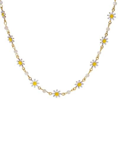 Cliste Couture - White Daisy Necklace - Sieraden - Vrouwen Ketting - Goudkleurig - Ketting Dames - vadeau voor vrouwen