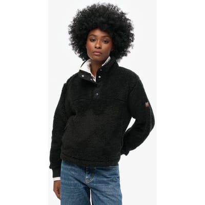 Superdry Superzachte Teddy Fleece met Drukknopen Zwart Grootte: 46