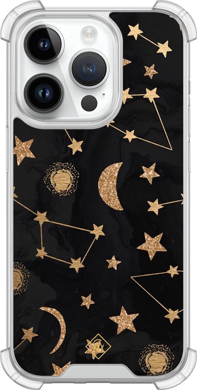 Casimoda® hoesje - Geschikt voor iPhone 14 Pro - Counting The Stars - Shockproof case - Extra sterk - Siliconen/TPU - Zwart, Transparant
