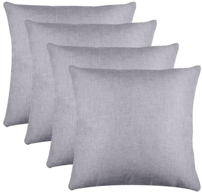 Stof Textile sierkussen Bea - 4x - lichtgrijs - 50 x 50 cm - bank kussens - zitkussens - binnen/buiten - polyester