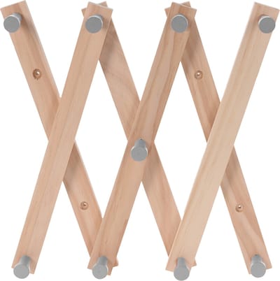 Excellent Houseware Kinderkamer kapstok verstelbaar - 9 grijze haakjes - hout - 60 x 12 cm