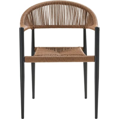 House Nordic Eetkamerstoel Canari - Rotan - Naturel/Zwart - Set van 2