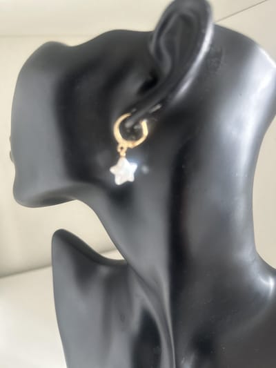 goudkleurige oorringetjes met een witte ster | Make up | Parfum | Moederdag | Verjaardagscadeau| Cadeautje| Valentijnsdag| Kado | sieraden | vaderdag | oorbellen | oorsieraden