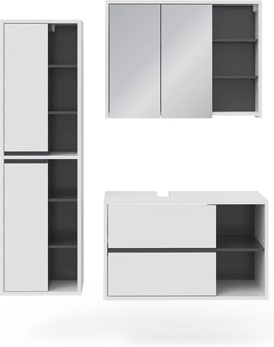 Vicco Badkamermeubel set Viola, Wit, 3-delig