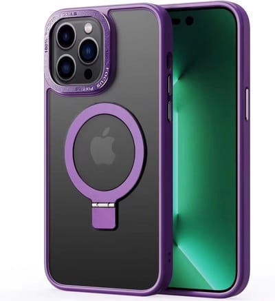 Multimedia & Accessoires Magsafe TPU Back Cover Case Hoesje met Stand geschikt voor Apple iPhone 15 Pro – Paars – Zachte Plastic - Siliconen – Harde Plastic – Soft Case – Flexibel