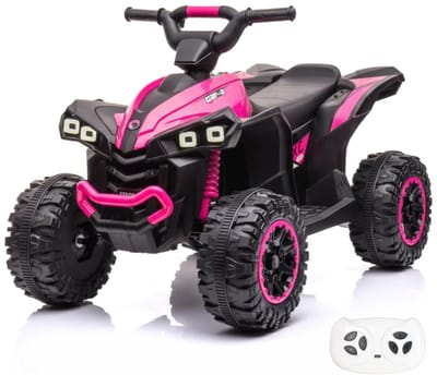 Vrooomy XC-Sport Elektrische Quad 12V - 2 tot 5 jaar – Krachtig Accuvoertuig met Afstandsbediening & Schokdempers – Off-road Kindervoertuig met Soft-Start & 2 Snelheden – Roze
