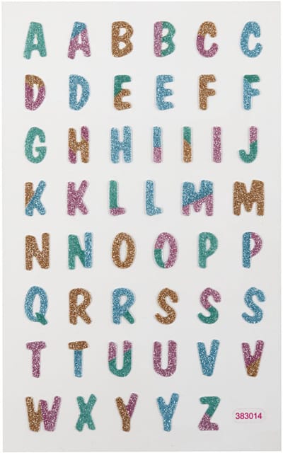Glitter Stickers - Letters - Zelfklevende Scrapbooking Stickers - Hobby Stickers Voor DIY Knutselen - Glanzende Decoratieve Stickers - Creatieve Alfabet Stickers - 10x16 cm - 1 vel