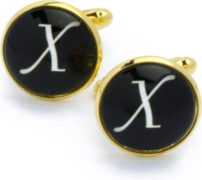 Manchetknopen - Letters Initialen Letter X Goud Zwart