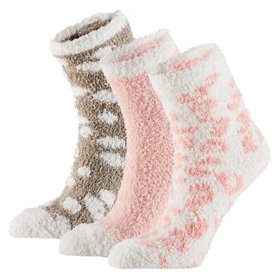 Bedsokken dames - Heerlijk zacht - 3-Pak - Roze - One size