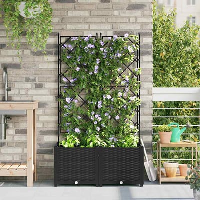 vidaXL - Plantenbak - 2 - st - Zwart - 80 - x - 40 - x - 143 - cm - PP