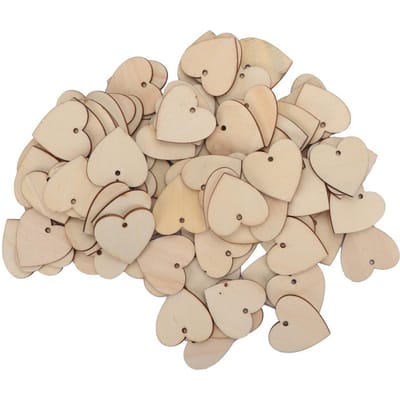 100 Pièces Adorables Cœurs Forme Bricolage Artisanat Décoration Suspendue Ornement pour Maison Mariage Arbre de Noël beige