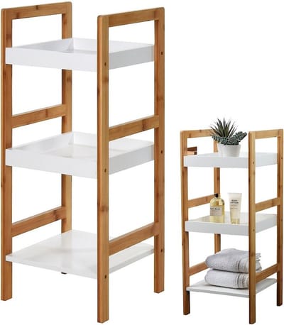 Badkamerrek Bamboe 3-Niveaus 30x30x72 cm - Opbergrek - Rek - Badkamermeubel - Keukenrek