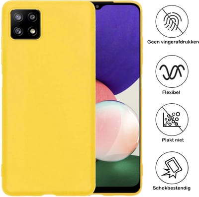 Hoesje - 2 Stuks - Geschikt voor Samsung Galaxy A22 4G - Sterk & Shockproof - Telefoonhoes - Back Cover - Case Siliconen - Telefoon Hoes - Geel