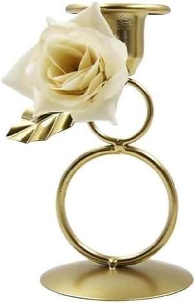 Kandelaar Metaal - Bloemen Ring Kandelaar - Bruiloft Decoratie - Ijzer Ambachten - 1 stuk - Roze