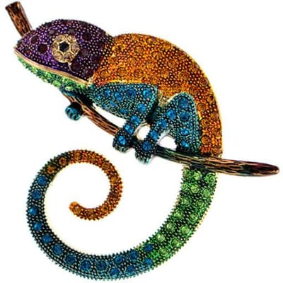 Grote Hagedis Kameleon Broche Dierlijke Jas Speld Strass Mode Sieraden Emaille Accessoires Versieringen 3 Kleuren Keuze paars