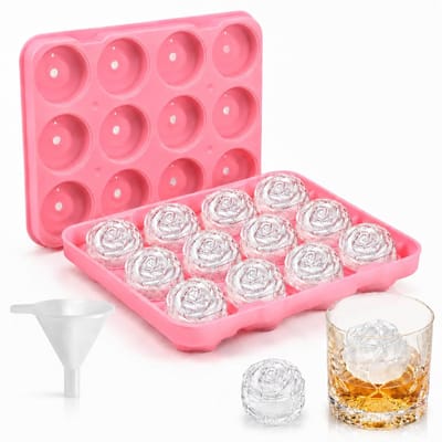 Dailygoods - Roos IJsblokjesvorm - Siliconen IJsblokjesvorm met 12 Stuks in Roze