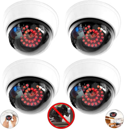 Dummy Domcamera - Beveiligingscamera Imitatie - Afschrikken Indringers - Realistische Knipper LED - Diameter 9.5cm - Zwart Wit