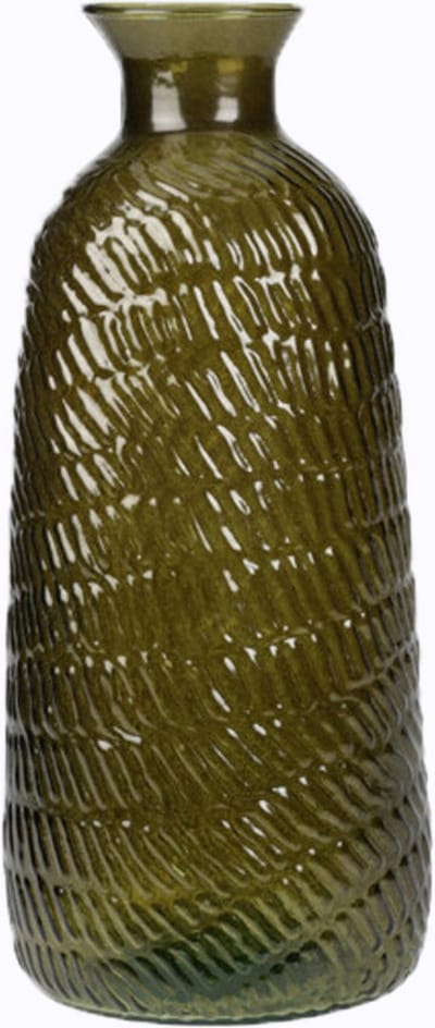 H&S Collection Bloemenvaas Livorno - Gerecycled glas - donkergroen transparant - D13 x H31 cm