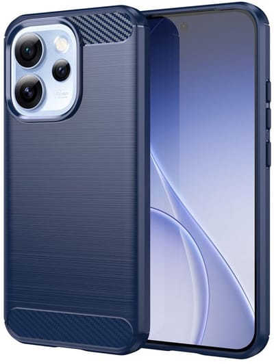 Geborsteld TPU Hoesje Geschikt voor Oppo Reno 15 Pro - Beschermhoes - Back Cover - Case Flexibel TPU - Stijlvol Carbon - Dun - Blauw