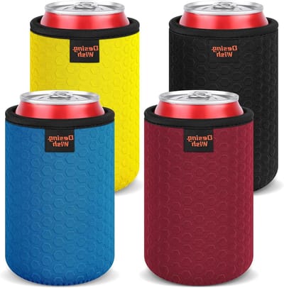 4 Stuks 300 ml Neopreen Bierkan-Koeler - Geïsoleerde Antislip Sleeve voor Blikjes en Flessen, Herbruikbaar Feestcadeau en Bekerhouder