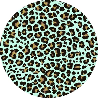Vinyl | Vloerkleed vinyl rond | Panter aqua | 95 cm Rond