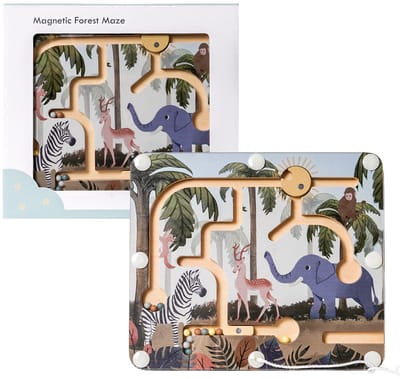Speelgoedtopdeals - Houten Magnetisch Doolhofspel Wilde Dieren - Montessori Educatief Speelgoed