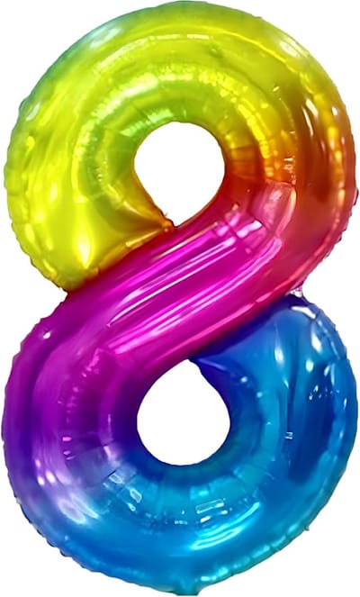 Reusachtige Cijferballon 8 Regenboog 100cm – Feestdecoratie voor Verjaardag en Jubileum