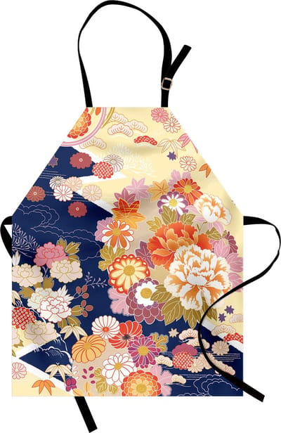 New Bed Japans Traditionele bloemen Waterdicht Schort voor Dagelijks en Professioneel Gebruik, 78x66cm