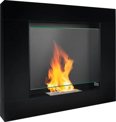 Bio-ethanol haard Asne zwart – vrijstaande schouw haard met glas – 1,5L – 2 kW – moderne sfeerhaard