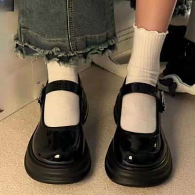 Schoenen voor Dames Hoge Kwaliteit Lente en Herfst Dames Pumps Mary Jane Gesp met één woord Ronde Neus Schoenen Dames 38
