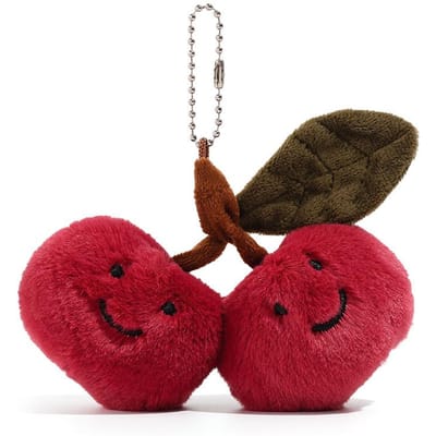 Porte-clés Cerise Drôle pour Filles Femmes Kawaii Pendentif de Sac Accessoires Charme Poupée Cadeaux de Fête Anniversaire Bijoux Mode brown