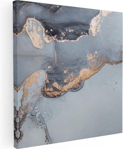 Artaza Canvas Schilderij Marmer Goud - 30x30 cm - Klein - Abstracte Wanddecoratie - Muurdecoratie Woonkamer - Kamer Accessoires