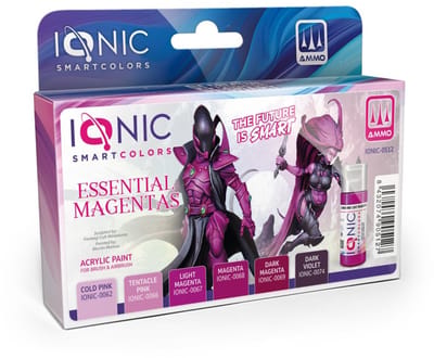 AMMO by Mig Jimenez Hobbyverf Acrylverf - MIG IO0512 Ionic Smart Colors - Essentiële Magenta Kleurenset - Acryl Set 6x20ml Verf set - 6x 20 ml