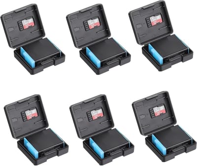 Set van 6 Plastic Opbergdozen voor GoPro 9/10 Hero Camera Batterijen, Multifunctionele Organizer met Geheugenkaart Slot en Extra Tas, Ideaal voor Fotografie en Reisaccessoires