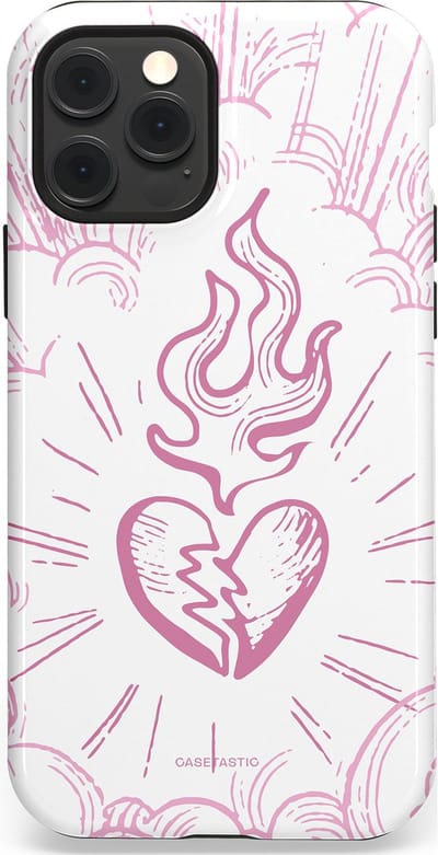 Casetastic Hoesje Geschikt voor Apple iPhone 12/12 Pro Magsafe - Stijlvolle Beschermende Duo-layer Case - Roze Liefdesvlam