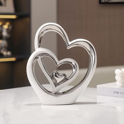 Dailygoods- Hart Ornament Dubbel - Keramisch Beeld - Woondecoratie Sculptuur - Creatief Huis Geschenk - Kantoor/Living Decoratie - Elegant Ontwerp - Decoratiebeeld