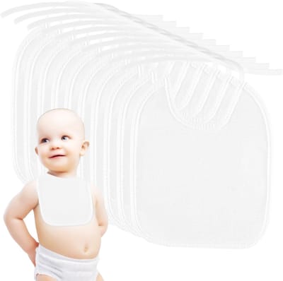 Dailygoods- Slabbetjes Waterdicht - 12 Stuks Katoen - Verstelbare Bandjes - Baby Slabbetjes - Slabbetjes voor Voeding - Zacht en Huidvriendelijk - Babyslab