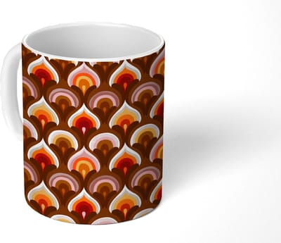 Mok - Koffiemok - Patroon - Retro - Kleurrijk - Mokken - 350 ML - Beker - Koffiemokken - Theemok