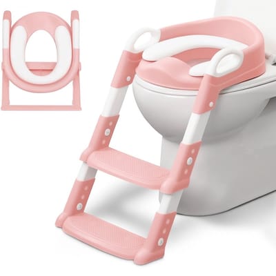 BOTC WC Verkleiner - WC Verkleiner met Trapje - Toilettrainer met Opstapje - Potje peuter - Wit/Roze