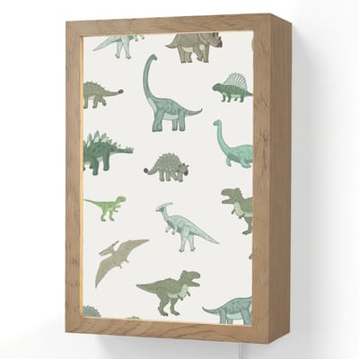 Wandlamp 20x30 cm - Oplaadbaar - Dino - Groen - Jongens - Dinosaurus - Blauw - Wandlampen binnen woonkamer - Slaapkamer lamp met kabel - Decoratieve nachtlamp - Vloerlamp snoer