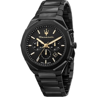 Montre Chronographe Maserati Stile Acier Inoxydable Cadran Noir Quartz R8873642005 100M Homme noir