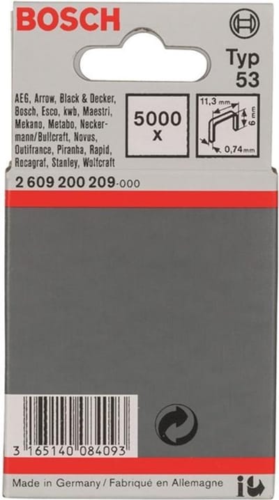 Bosch - Niet met fijne draad type 53 11,4 x 0,74 x 6 mm