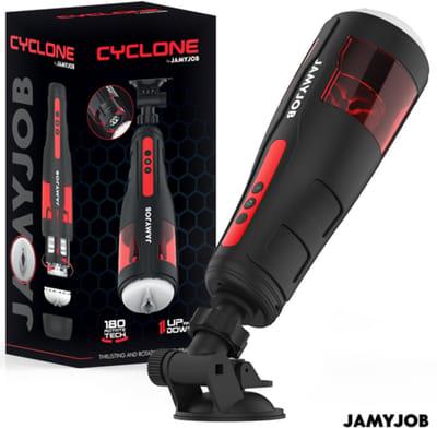 JAMYJOB - CYCLONE AUTOMATISCHE VAGINA-MASTURBATOR MET 10 ROTATIESTANDEN EN 10 OP EN NEER GAANDE STANDEN