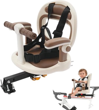 Kinderfietszitje - Fietsstoeltje Baby - Veilig Fietsen - 360 Graden Draaibaar - 30 x 29 cm - Beige