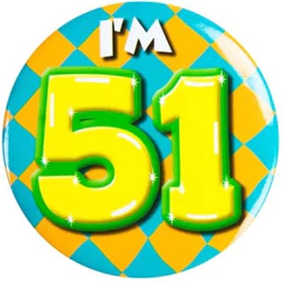 Button 51 Jaar - Button met speld (55mm) - Leeftijd badge - 51 Jaar versiering - Accessoires - Rozet I'm 51 - Verjaardag jongen / meisje / man / vrouw - Button 51 Jaar
