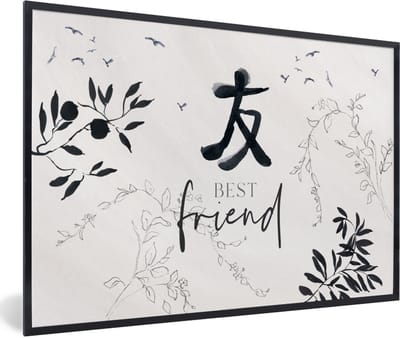 Fotolijst incl. Poster - Best friend - Vriendschap - Spreuken - Quotes - Vrienden - 60x40 cm - Posterlijst