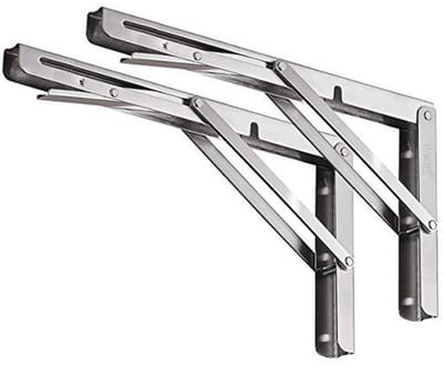 Inklapbare plankbeugels 25,5 cm - Ruimtebesparende roestvrijstalen beugels voor tafel en werkbank - Set van 2 met 150 kg draagkracht