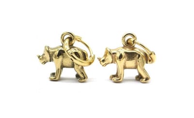 oorbellen met neushoor Rhino - kleur goud - earrings - rvs - stainless steel - waterproof - luxe cadeau - mam - dochter