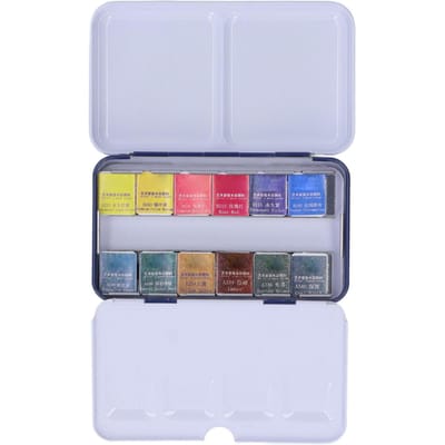Aquarelverf 12 Heldere Kleuren Hoge Verzadiging Kunstenaar Aquarelverf met Opbergdoos voor gray