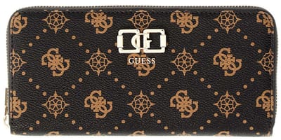 GUESS portemonnee Emelie Logo SLG Zip Around Wallet Espresso Logo donkerbruin
